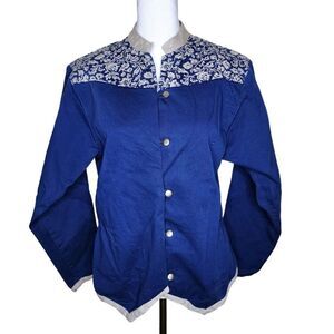 Vintage 80s Wrangler Western Jacket Womens Size L Blue Country Cropped